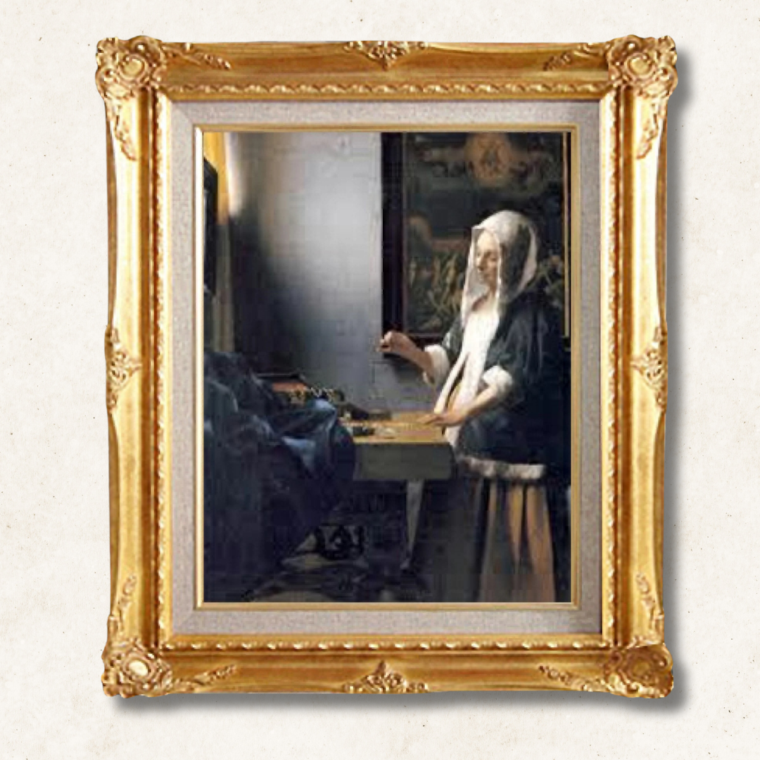 Johannes Vermeer  <br>-  Woman Holding a Balance