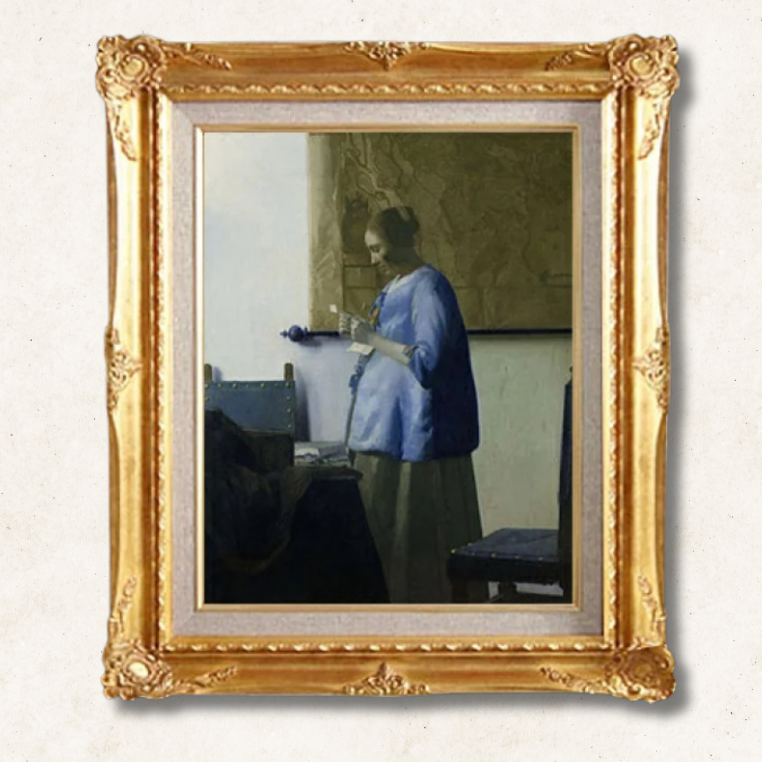 Johannes Vermeer <br>-  Woman in Blue Reading a Letter