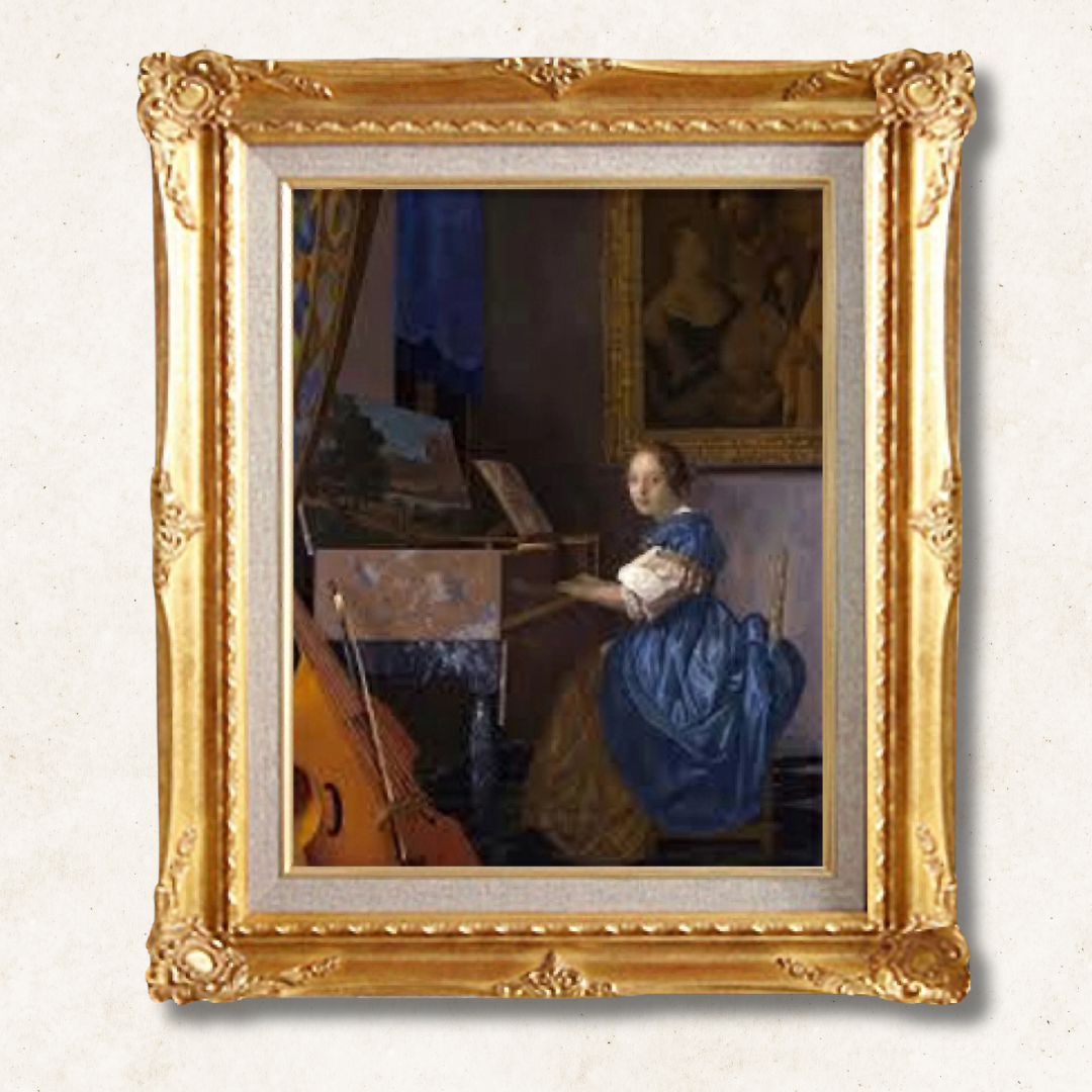 Johannes Vermeer  <br>-  Seated Woman at a Virginal