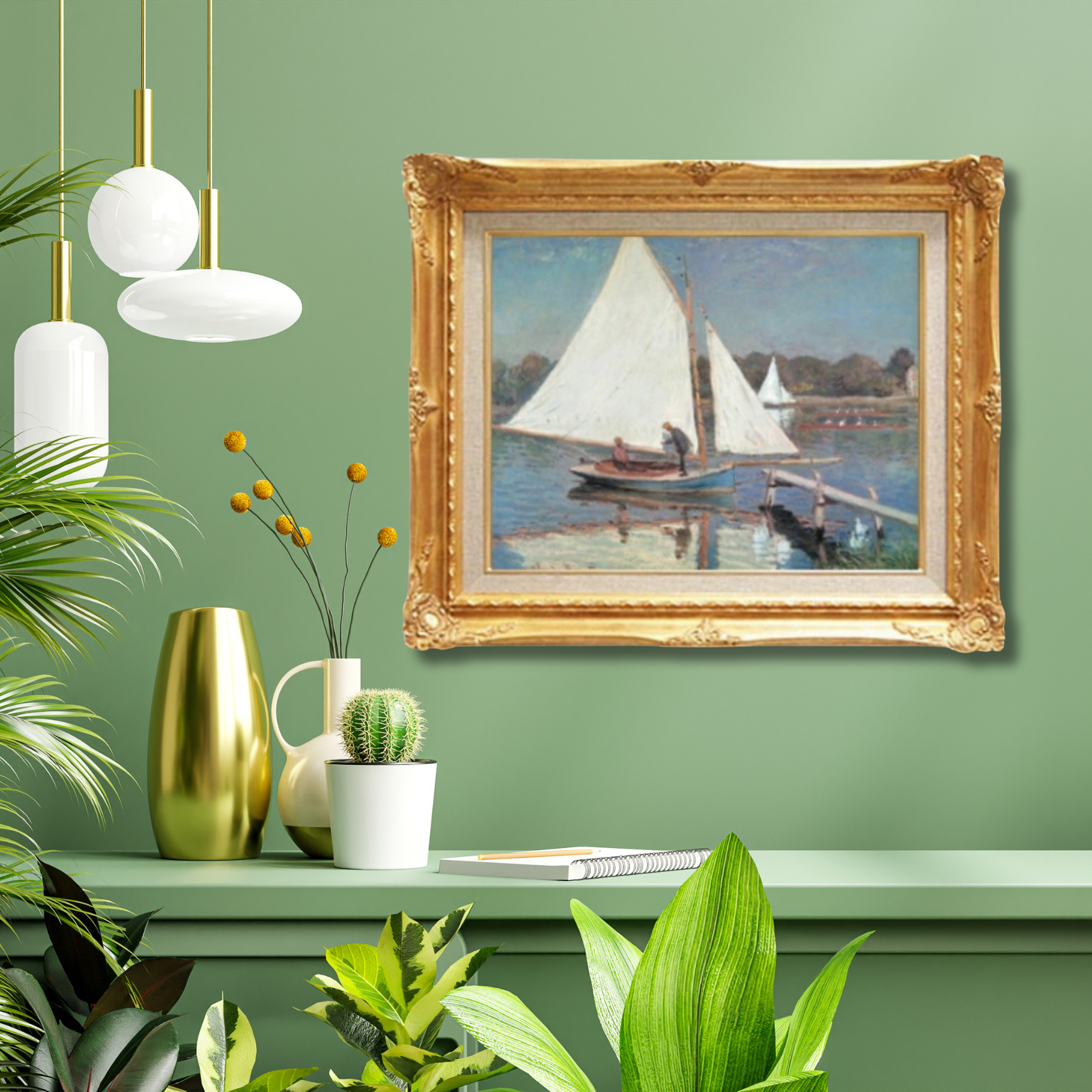 Claude Monet <br>-Boating at Argenteuil (Framed)