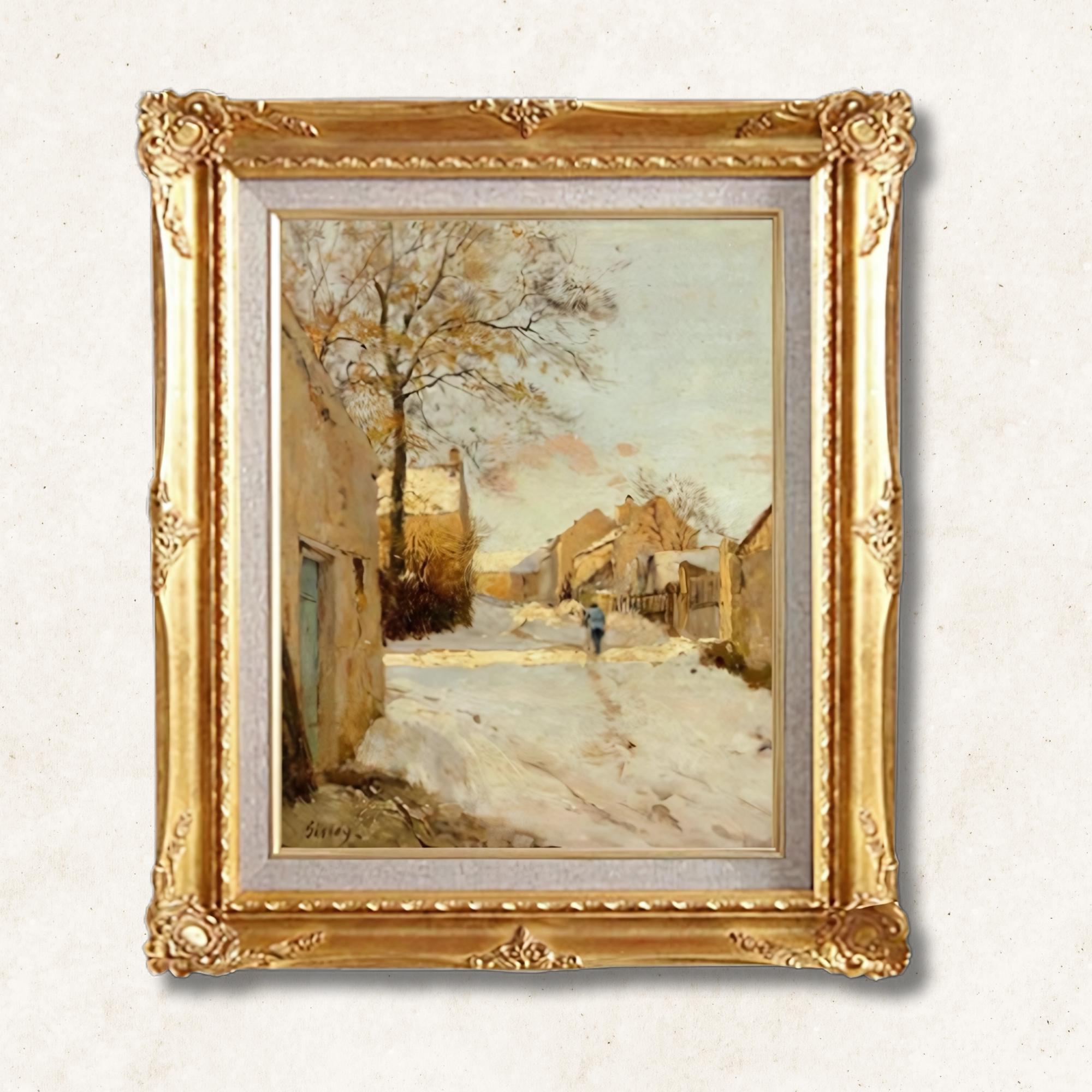 Alfred Sisley  <br>- Village Winter Landscape