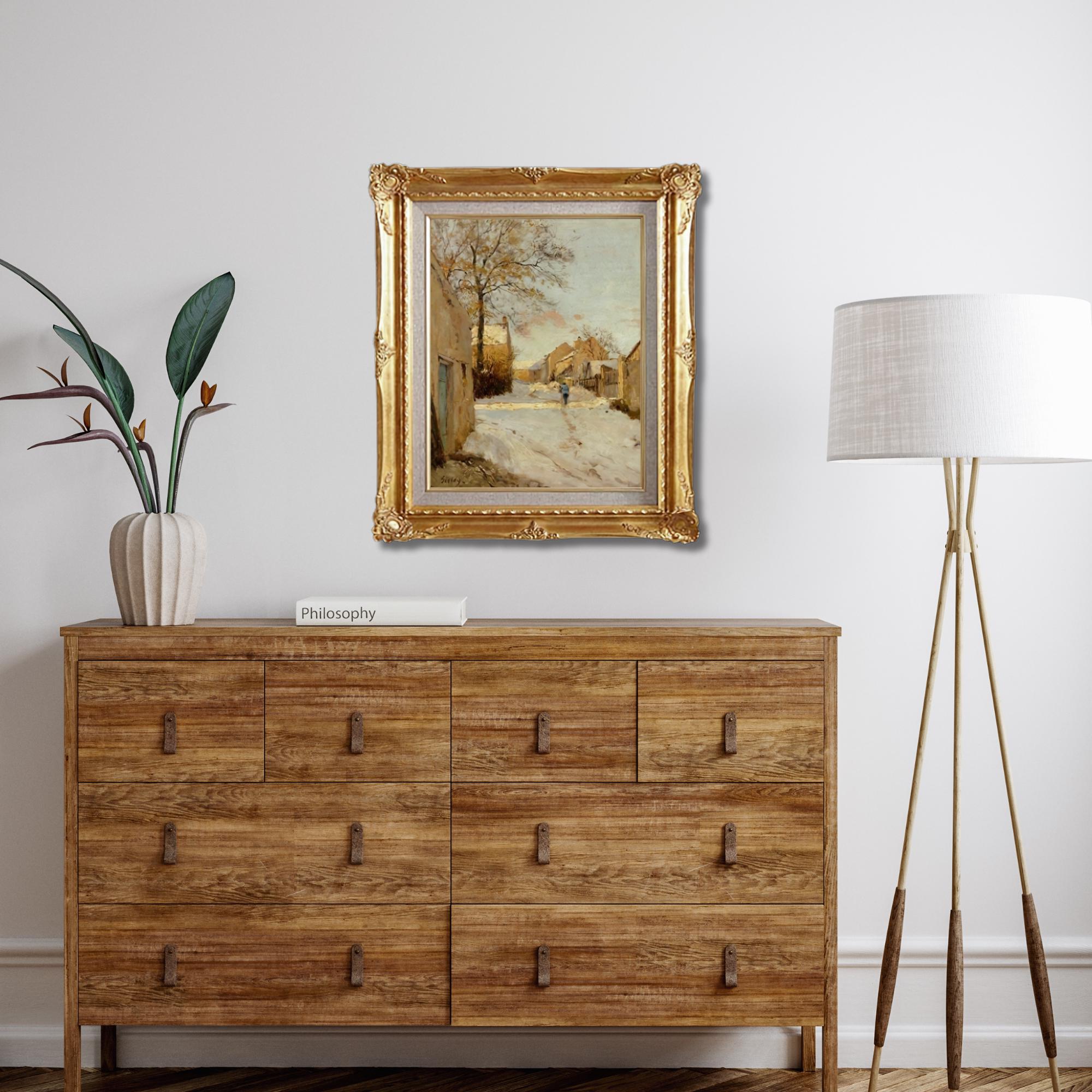 Alfred Sisley  <br>- Village Winter Landscape